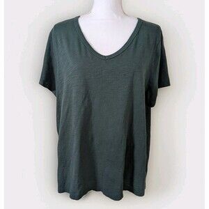 Old Navy Dark Green V-Neck Short Sleeve Tee